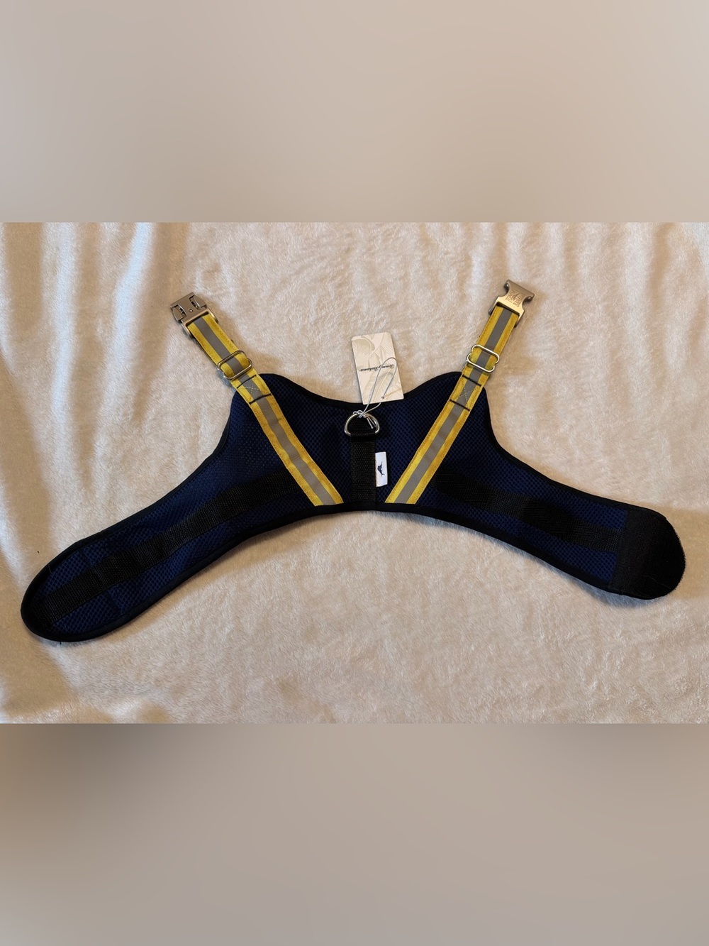 Tommy Bahama Navy and Yellow Reflective Dog Harness